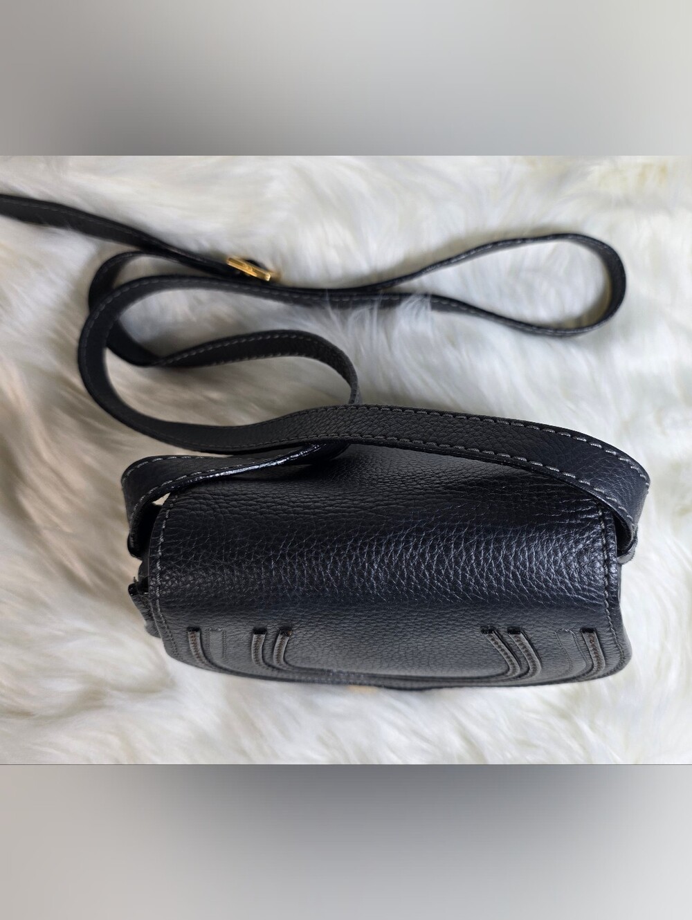 Chloé Marcie Small saddle bag in Black grained leather - Picture 13 of 14